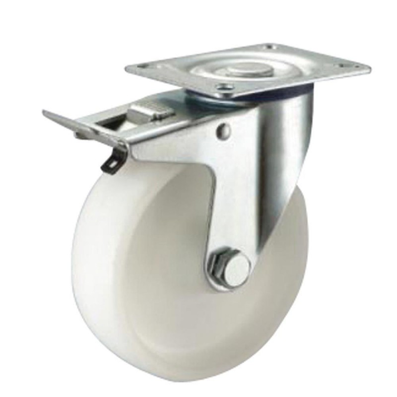 Rueda Industrial Nylon Placa con Freno WOLFPACK