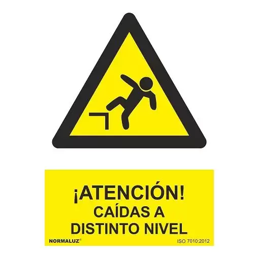 Señal Atencion Caidas A Distinto Nivel PVC 21x30cm  Amarillo