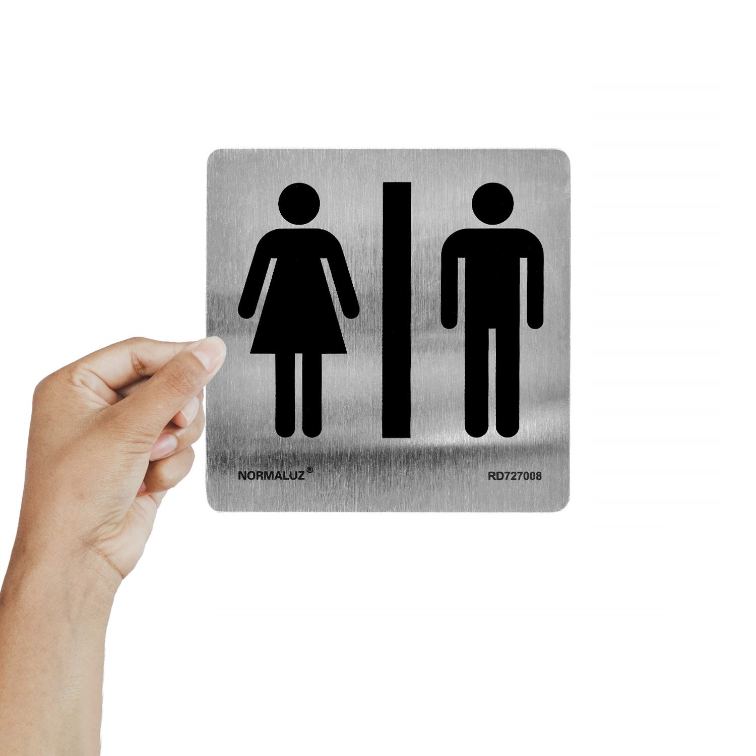 Señal Adhesiva Cuadrada Aseos Acero Inoxidable 12x12 Cm  Gris