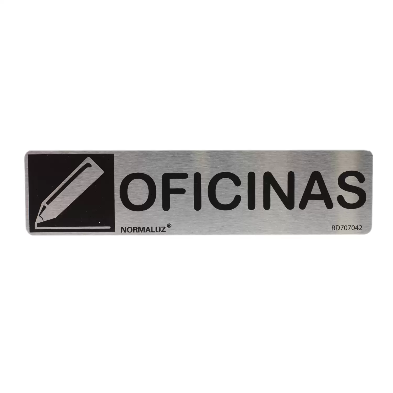 Señal Adhesiva Oficinas Acero Inoxidable 5x20 Cm  Gris
