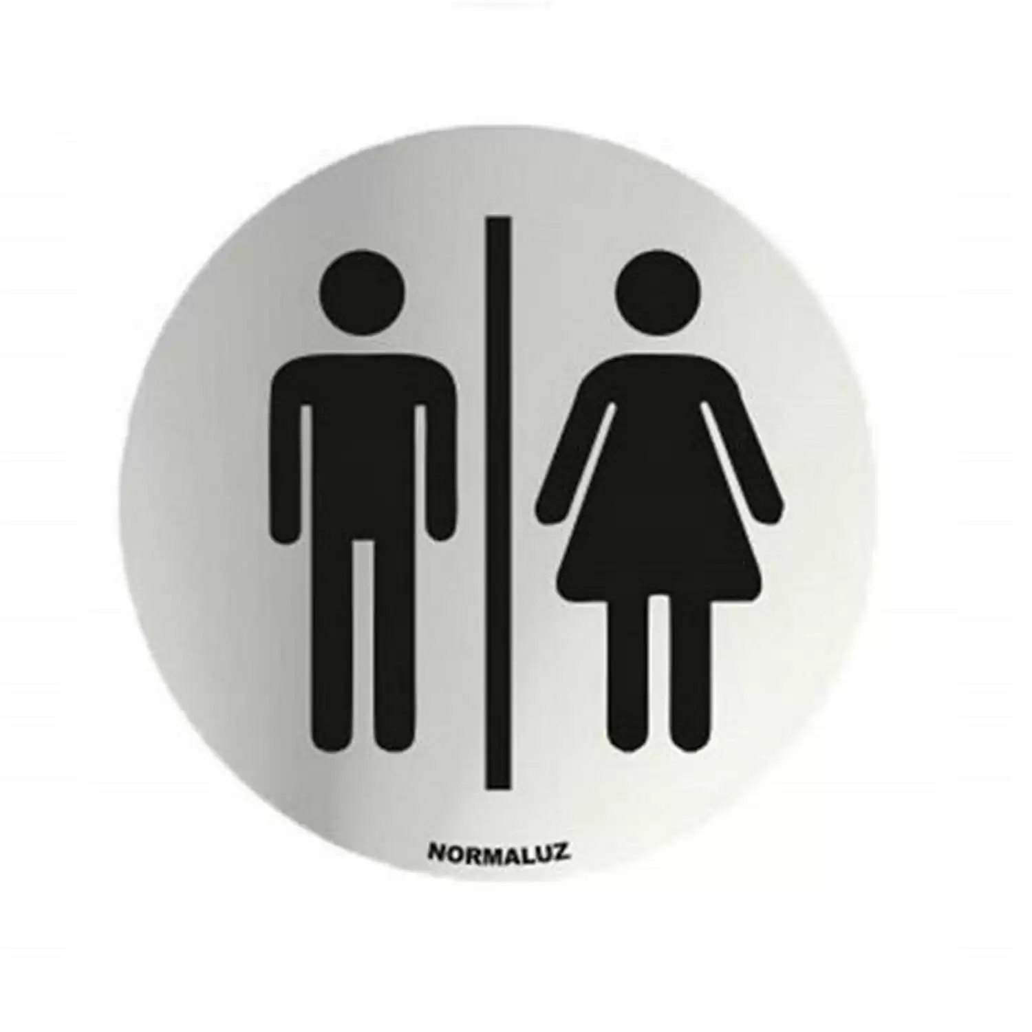 Señal Adhesiva Redonda Aseos Acero Inoxidable 7 Cm  Gris