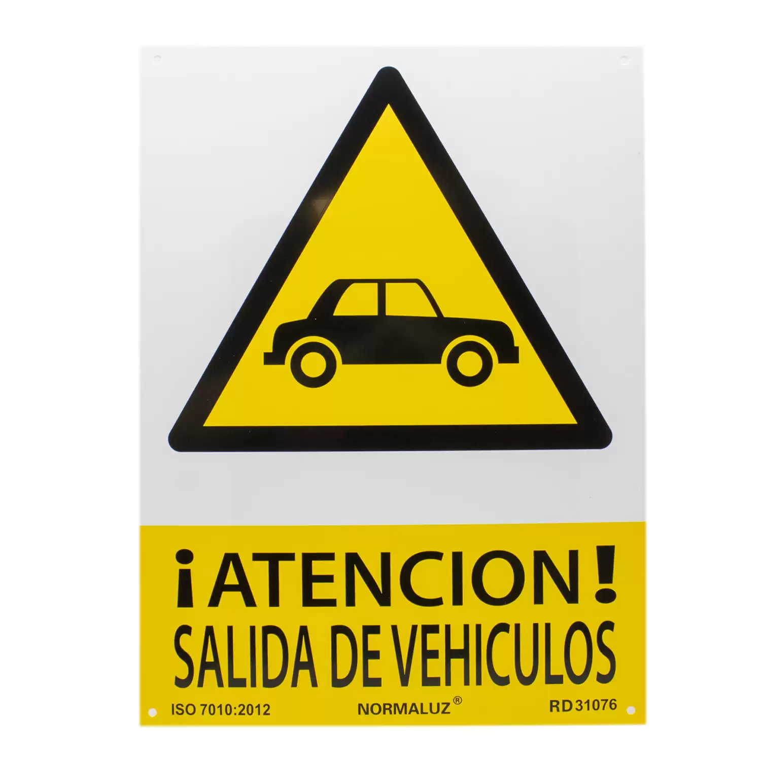 Señal Atencion Salida De Vehiculos PVC 21x30  Amarillo