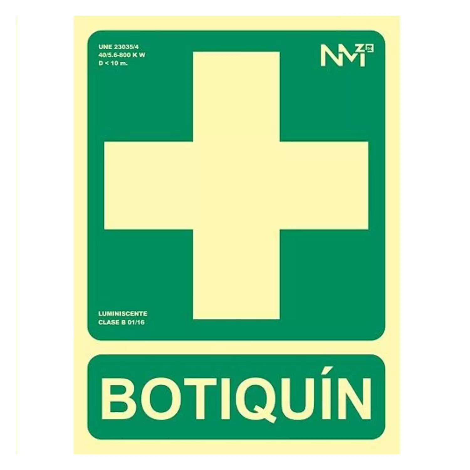 Señal Botiquin  PVC 22.4 X 30cm  Verde