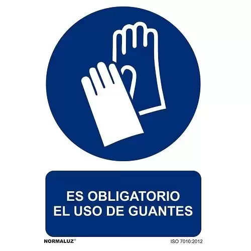 Señal Es Obligatorio El Uso De Guantes Aluminio 21x30cm  Azul