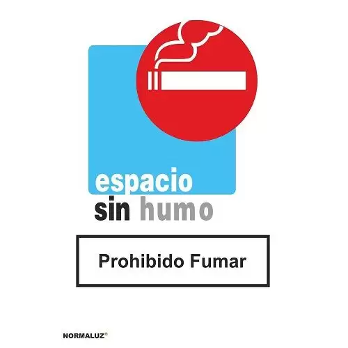 Señal Espacio Sin Humo Prohibido Fumar PVC 21x30cm