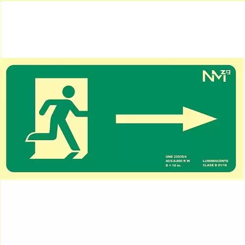 Señal Salida Derecha PVC 32x16cm  Verde