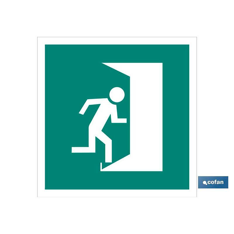 Señal símbolo luminiscente "Salida de Emergencia lateral derecha" de Cofan