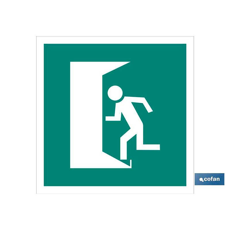 Señal símbolo luminiscente "Salida de Emergencia lateral izquierda" de Cofan