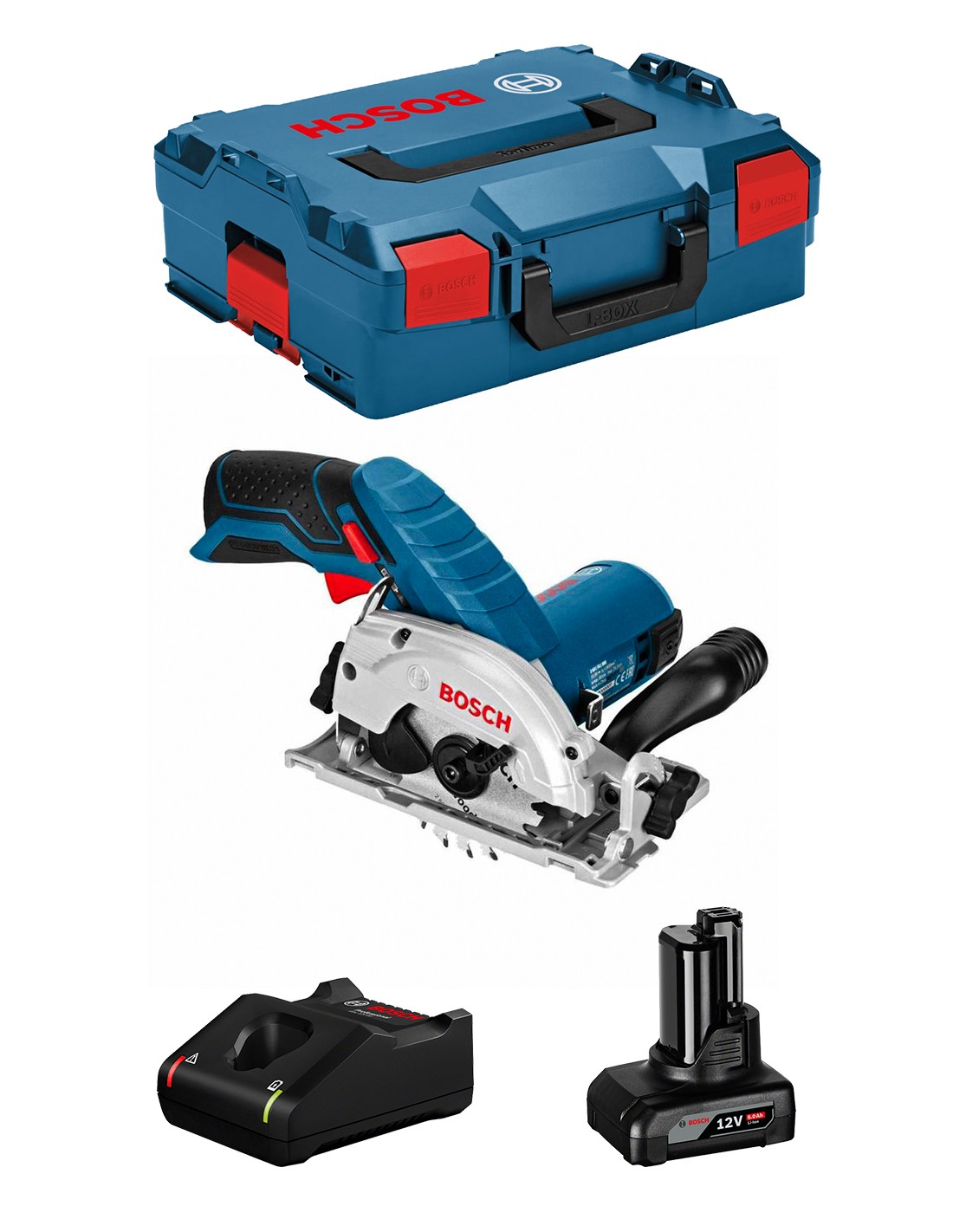 Sierra Circular BOSCH GKS 12V-26 (1 x 6,0 Ah + GAL12V-40 + L-Boxx 136)