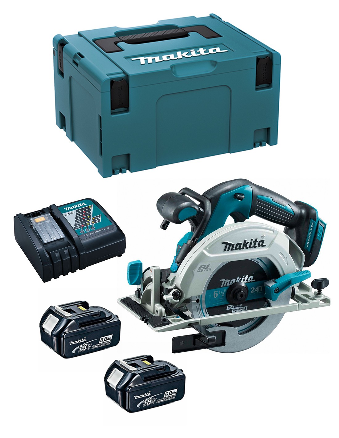 Sierra Circular MAKITA DHS680RTJ (2 x 5,0 Ah + DC18RC + MAKPAC 3)