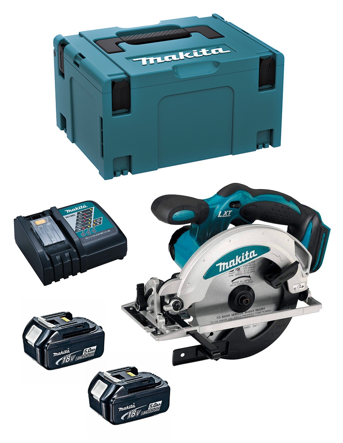 Sierra Circular MAKITA DSS610RTJ (2 x 5,0 Ah + DC18RC + MAKPAC 3)