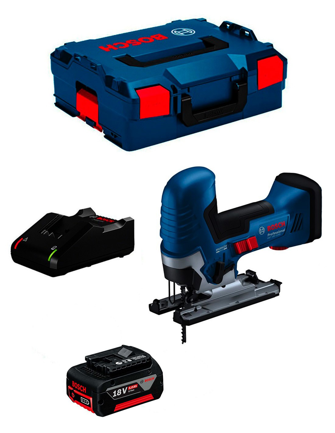 BOSCH GST 18V-125 S (1 x 5,0 Ah + GAL18V-80 +
