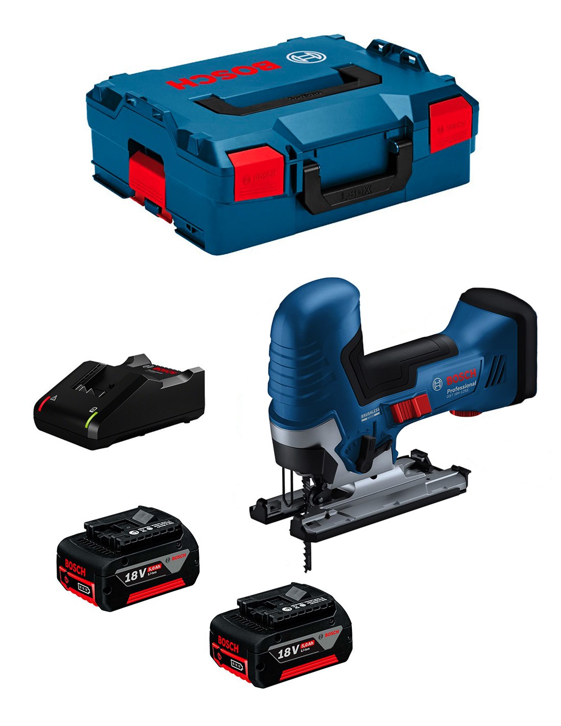 BOSCH GST 18V-125 S (2 x 5,0 Ah + GAL18V-80 +