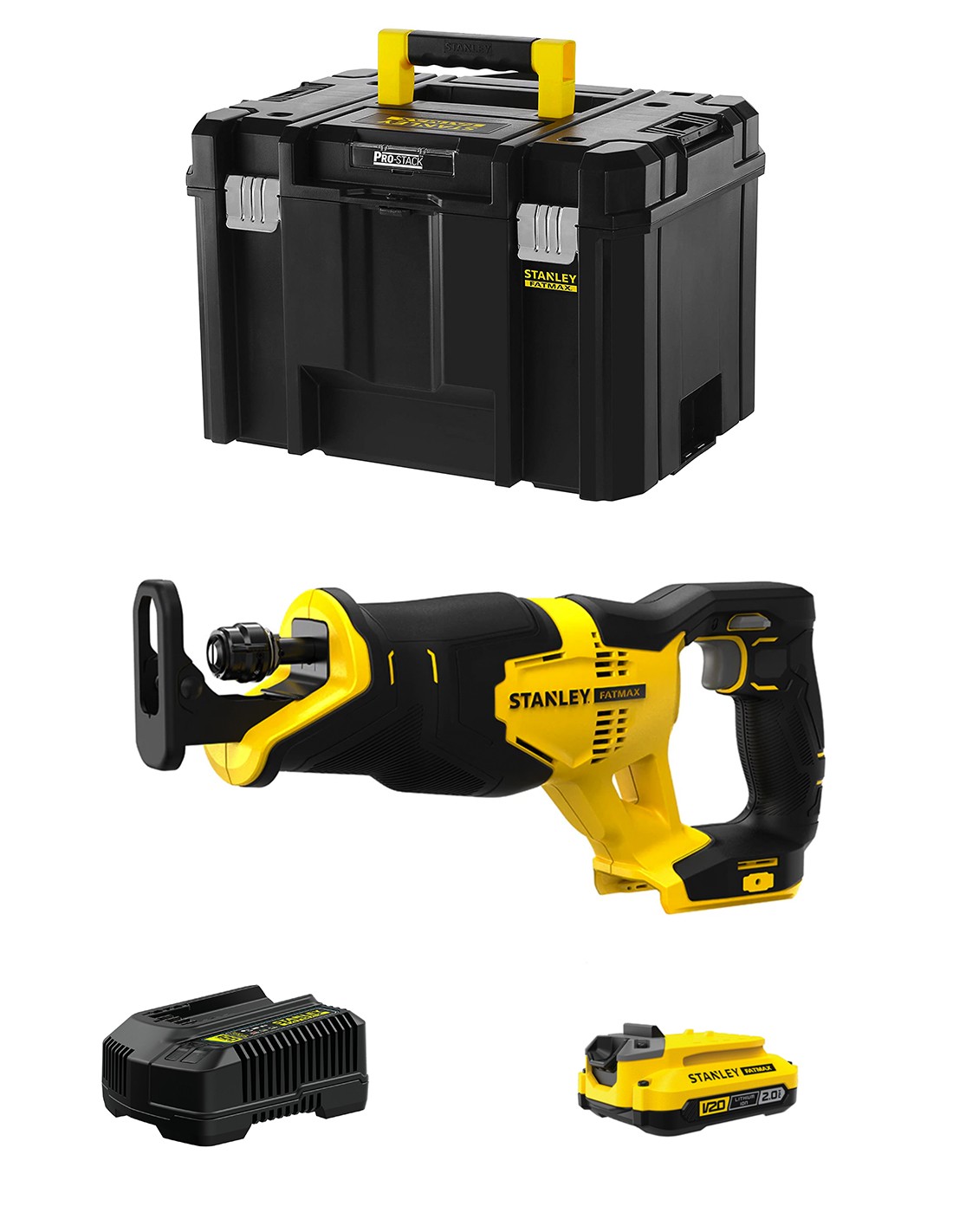 Sierra Sable STANLEY FatMax SFMCS300D1T (1 x 2,0 Ah + Cargador + TSTAK VI)