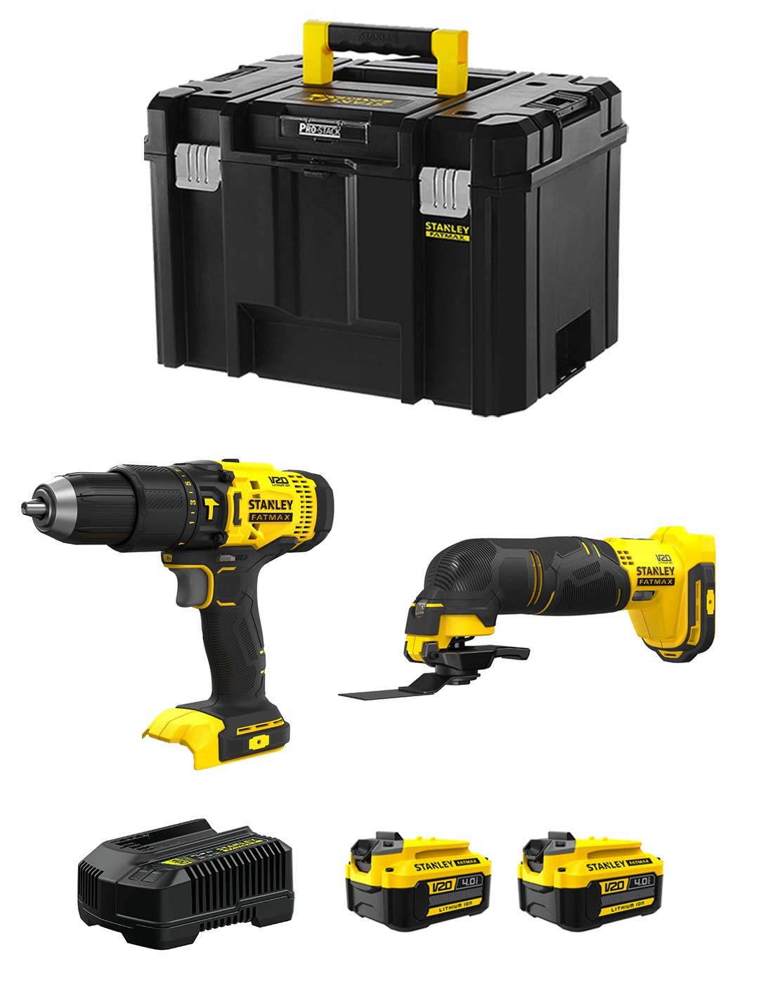 STANLEY FatMax Kit SVK207 (SFMCD711 + SFMCE500 + 2 x 4,0 Ah + Cargador + TSTAK VI)