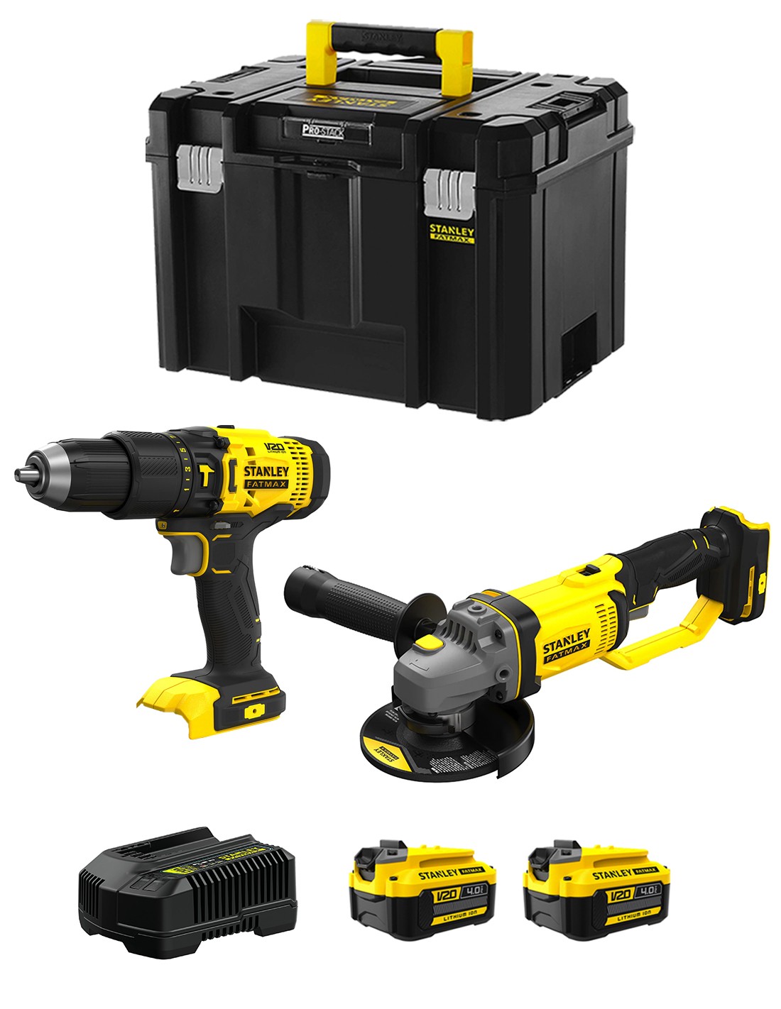 STANLEY FatMax Kit SVK213 (SFMCD711 + SFMCG400 + 2 x 4,0 Ah + Cargador + TSTAK VI)
