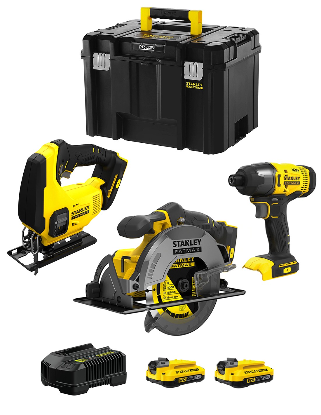 STANLEY FatMax Kit SVK304 (SFMCS600 + SFMCS500 + SFMCF800 + 2 x 2,0 Ah + Cargador + TSTAK VI)