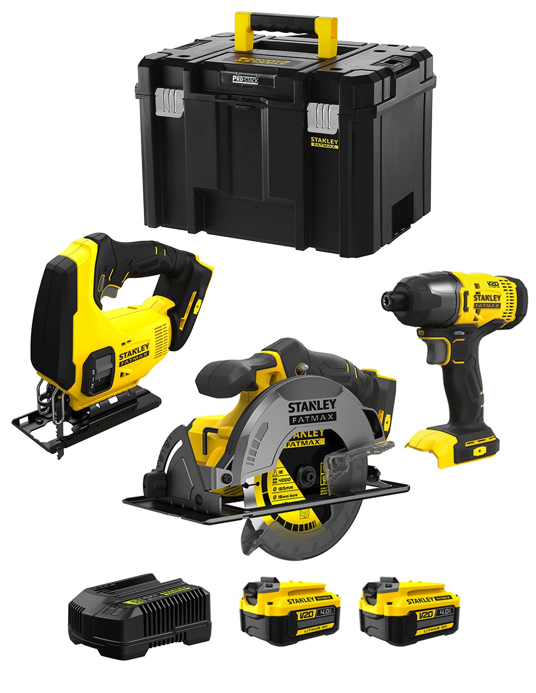STANLEY FatMax Kit SVK305 (SFMCS600 + SFMCS500 + SFMCF800 + 2 x 4,0 Ah + Cargador + TSTAK VI)