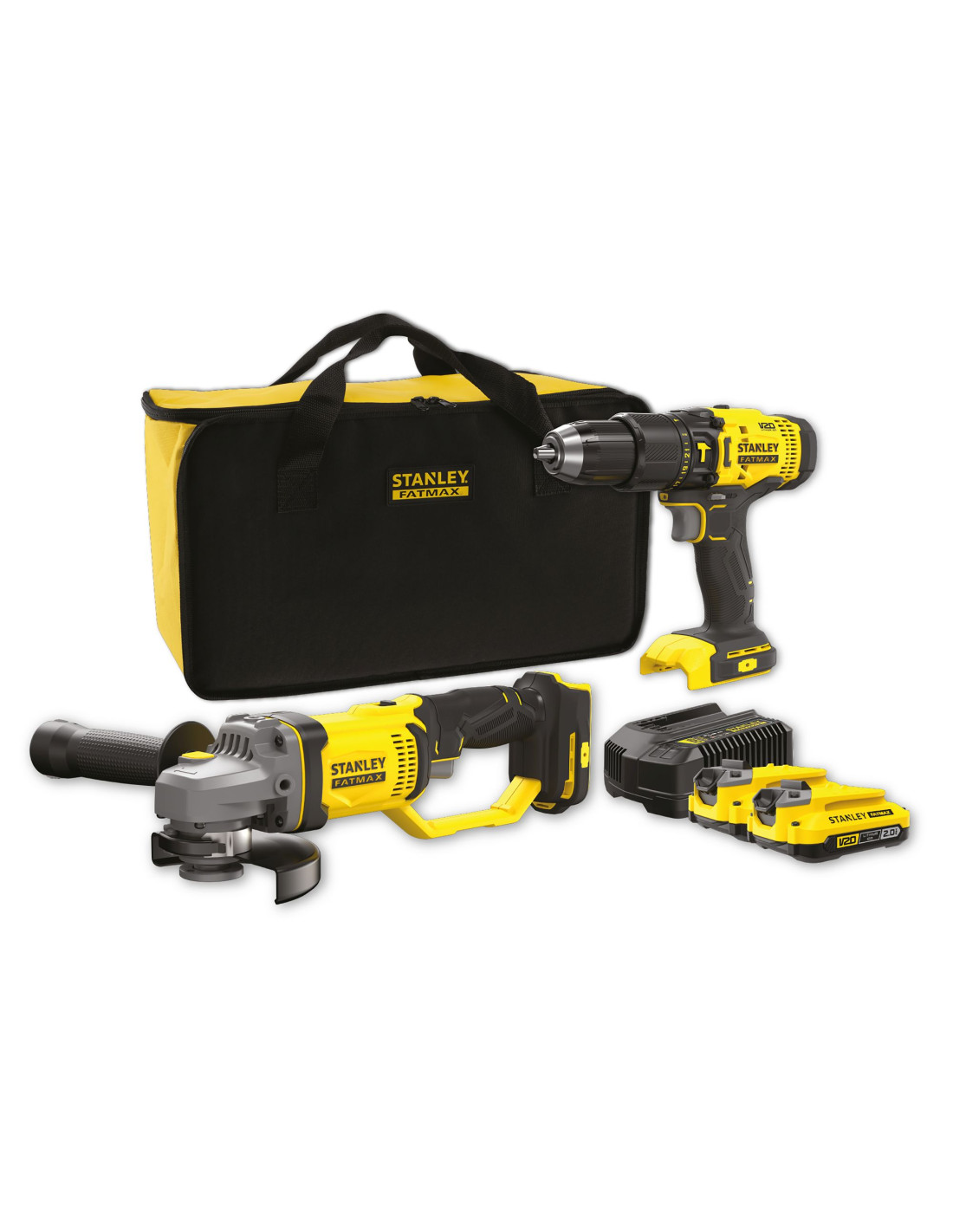 Kit Amoladora+Taladro Stanley V20 | Brintus