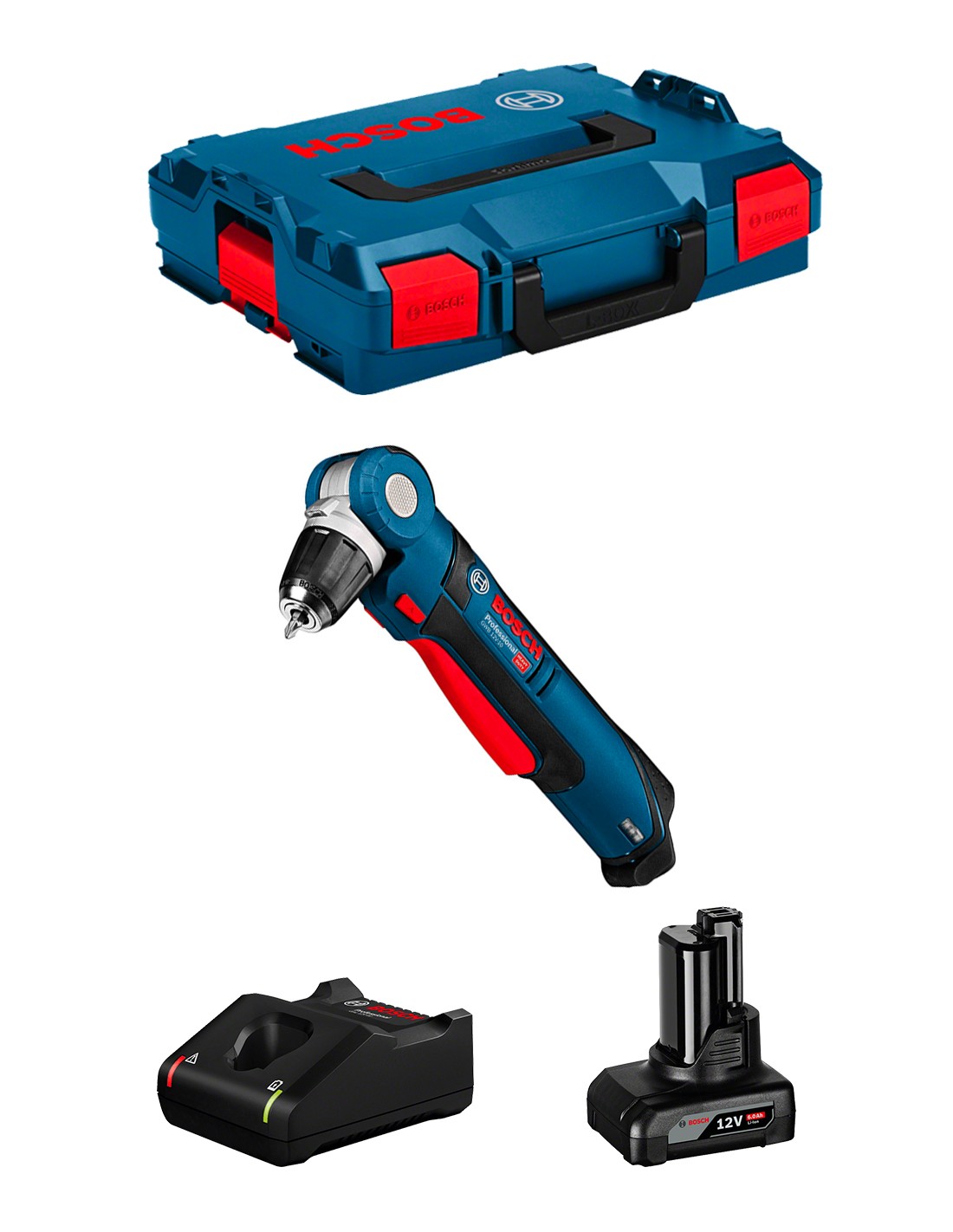 Taladro Angular BOSCH GWB 12V-10 (1 x 6,0 Ah + GAL12V-40 + L-Boxx 102)
