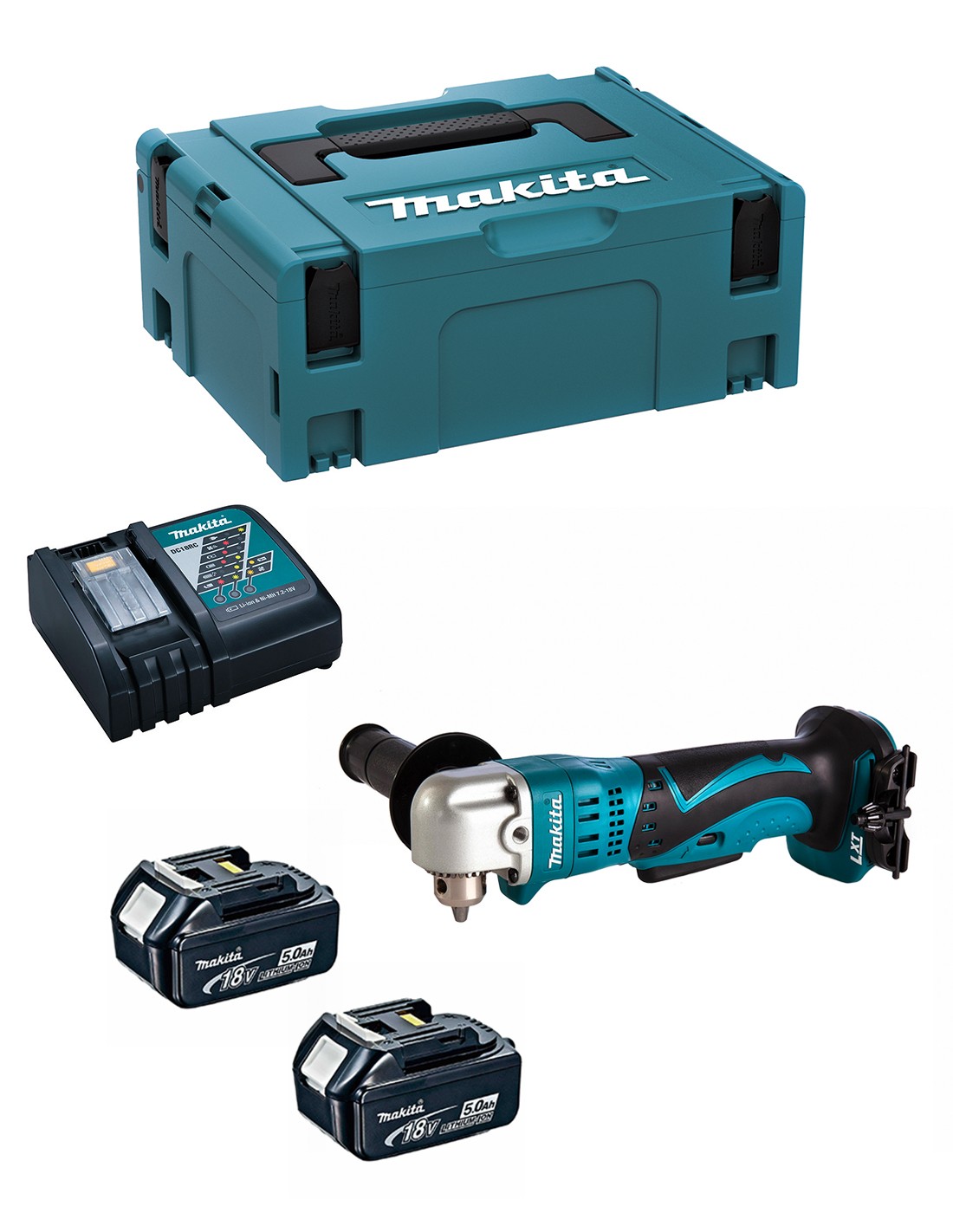 Taladro Angular MAKITA DDA350RTJ (2 x 5,0 Ah + DC18RC + MAKPAC 2)