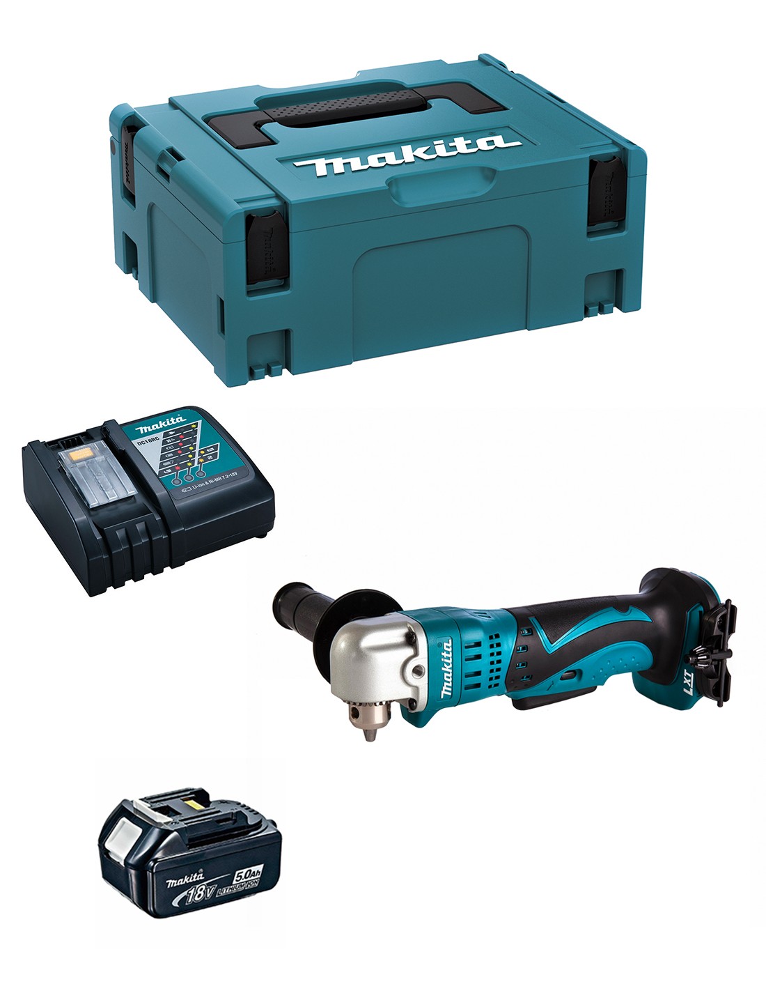 Taladro Angular MAKITA DDA350RTJ1 (1 x 5,0 Ah + DC18RC + MAKPAC 2)