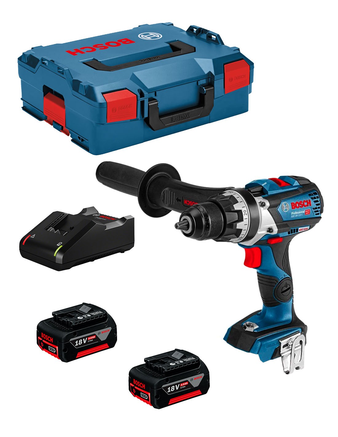 Taladro Atornillador BOSCH GSR 18V-110 C (2 x 5,0 Ah + GAL 18V-40 + L-Boxx 136)
