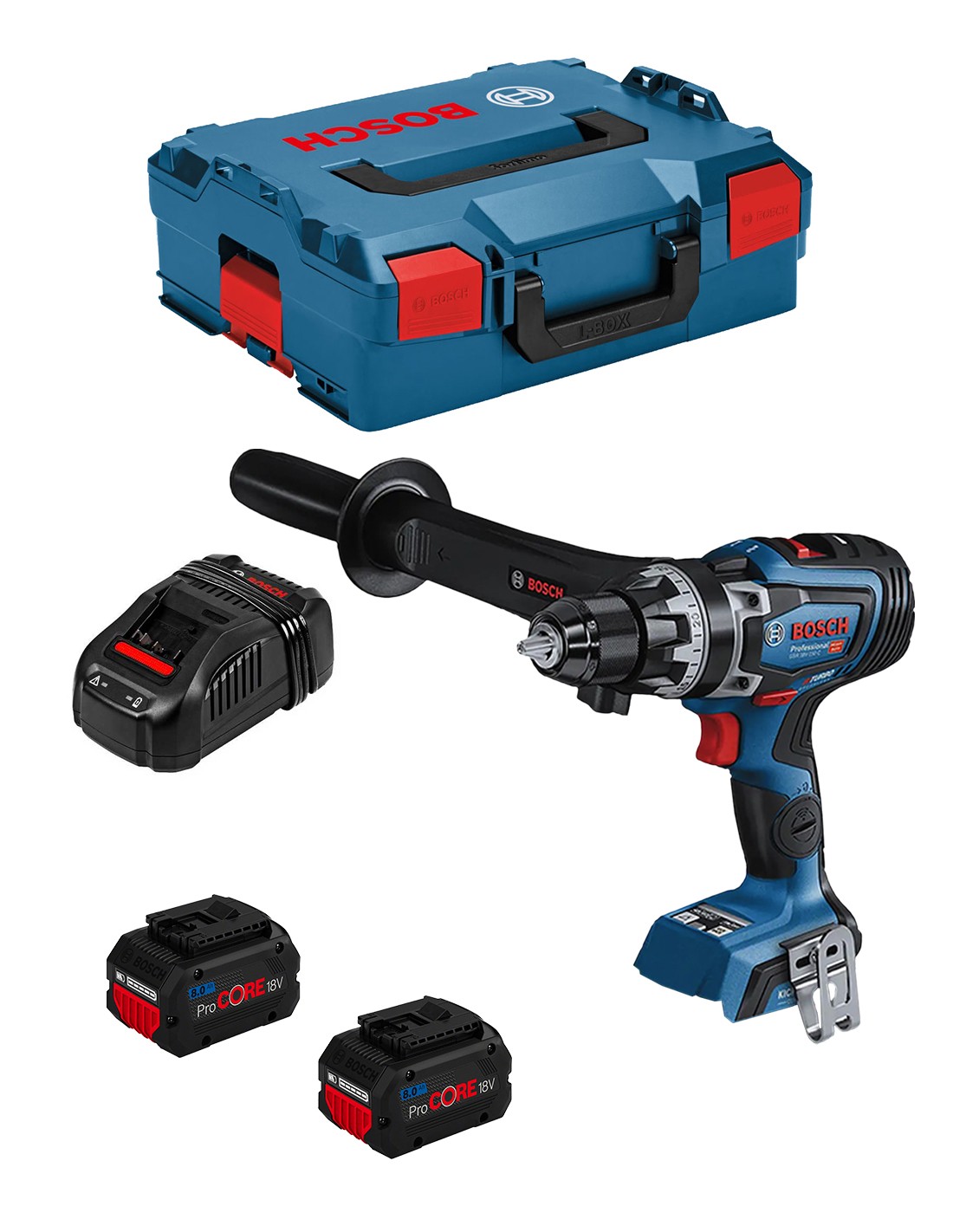 Taladro Atornillador BOSCH GSR 18V-150 C (2 x 8,0 Ah ProCORE + GAL1880CV + L-Boxx 136)