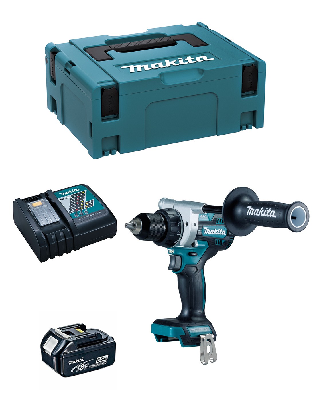 Taladro Atornillador MAKITA DDF486RTJ1 (1 x 5,0 Ah + DC18RC + MAKPAC 2)