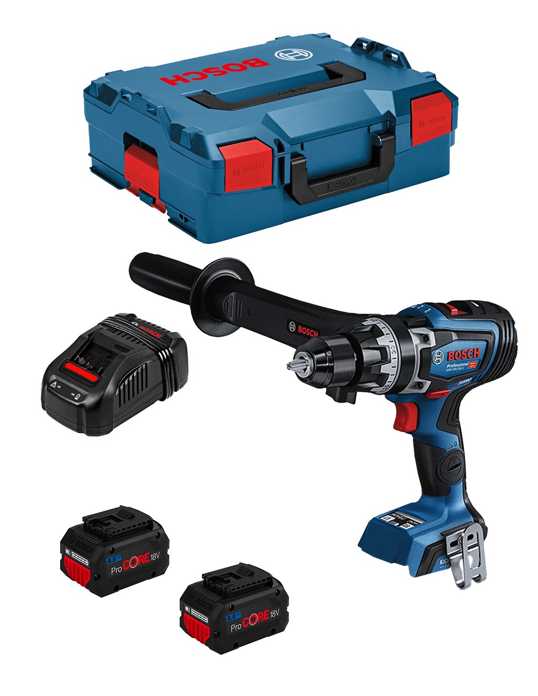 Taladro Percutor BOSCH GSB 18V-150 C (2 x 8,0 Ah ProCORE + GAL1880CV + L-Boxx 136)