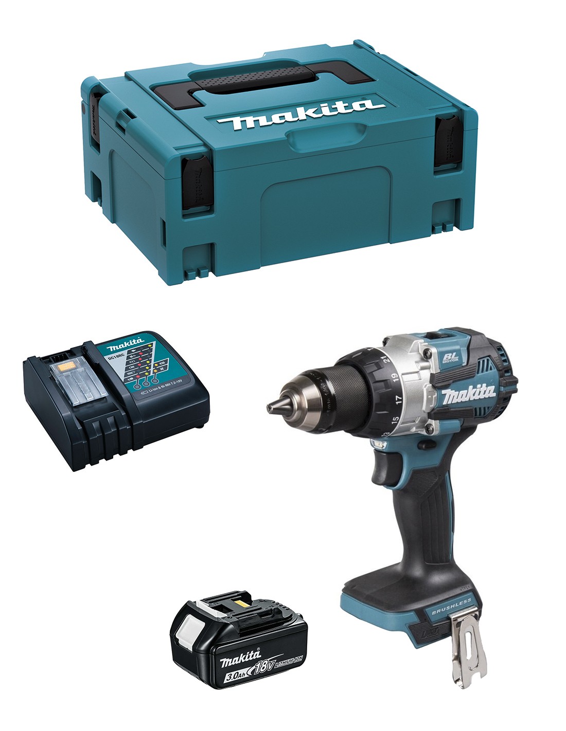MAKITA DHP492RFJ1 (1 x 3,0Ah + DC18RC + MAKPAC 2)