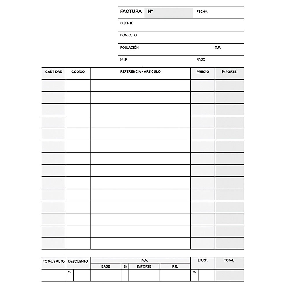 Talonario Factura Dupli, 1/4 Natural