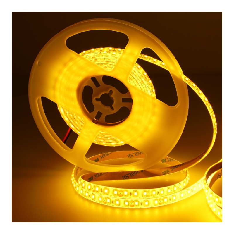 Tira led 12V Super cálido 2300ºK exterior IP65 120 leds metro SMD2835 Bobina 5 metros