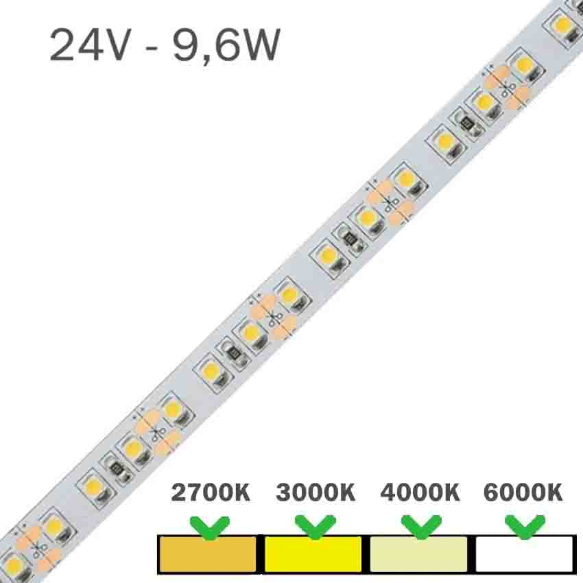 Tira LED 24V 9,6W/m 120LEDs/m IP20 3528 Por Metro