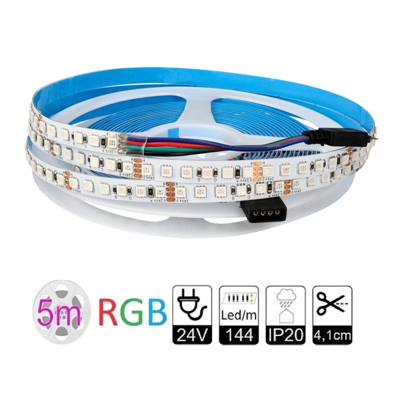 Tira led 24V RGB 144 leds/m 12W/m SMD3535 PCB 8mm Corte cada 41mm IP20