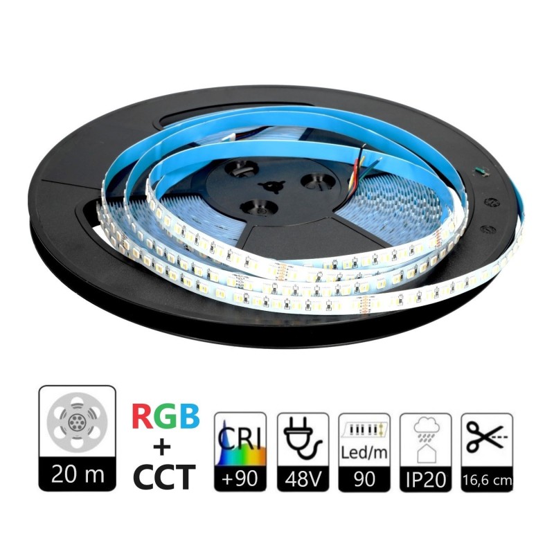 Tira led 48V RGB+CCT 90led/m PCB 10mm 4 Oz 20 metros