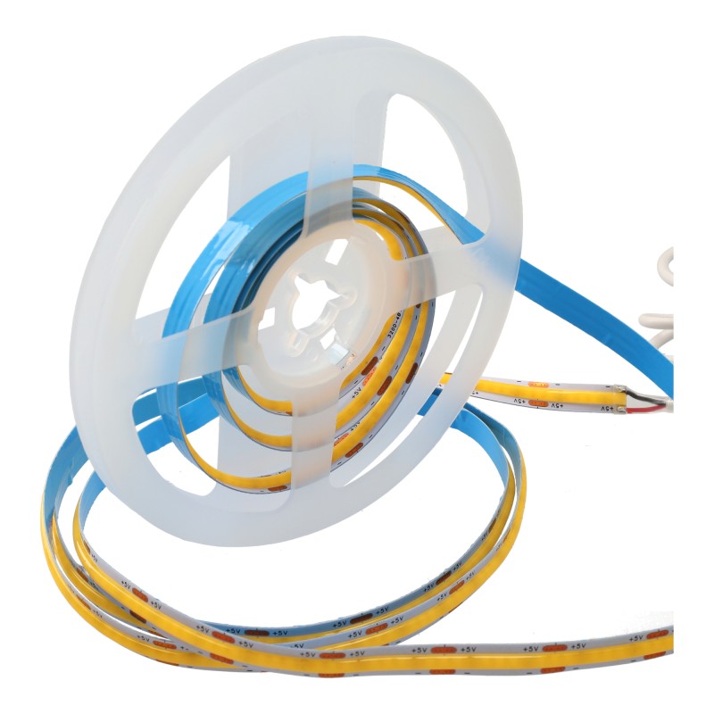 Tira led 5V COB Blanco frío 6000K. Conexión USB + Dimmer. IP20 2 metros