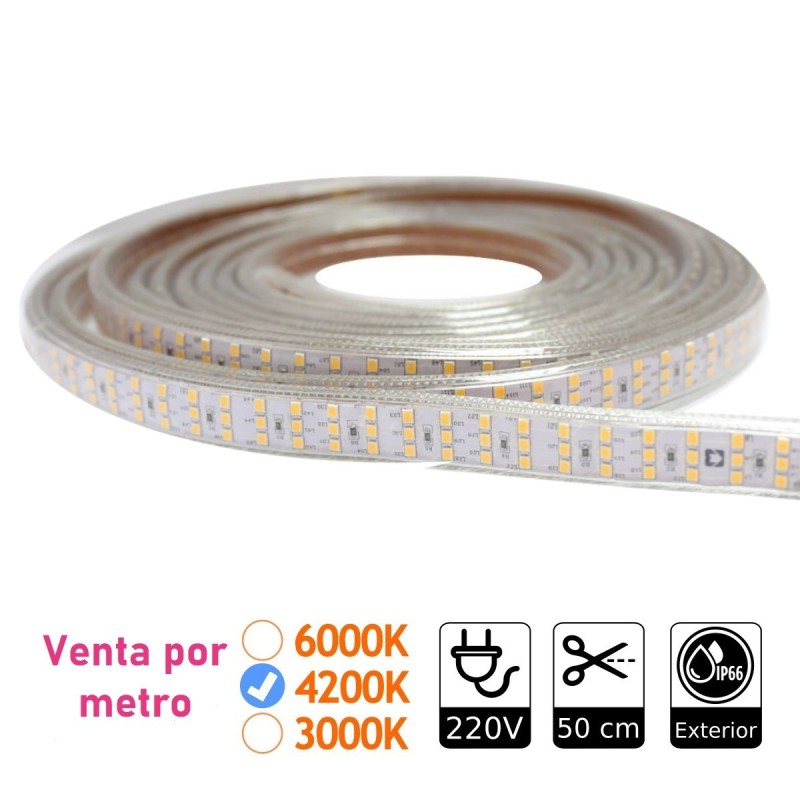 Tira led triple 4200K 276 led metro 220V exterior IP65. 1 metro