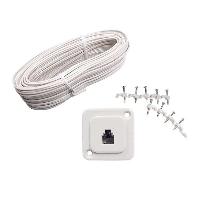 Kit De Instalacion Telefonica 20M. ( Cable +Base + Grapas )