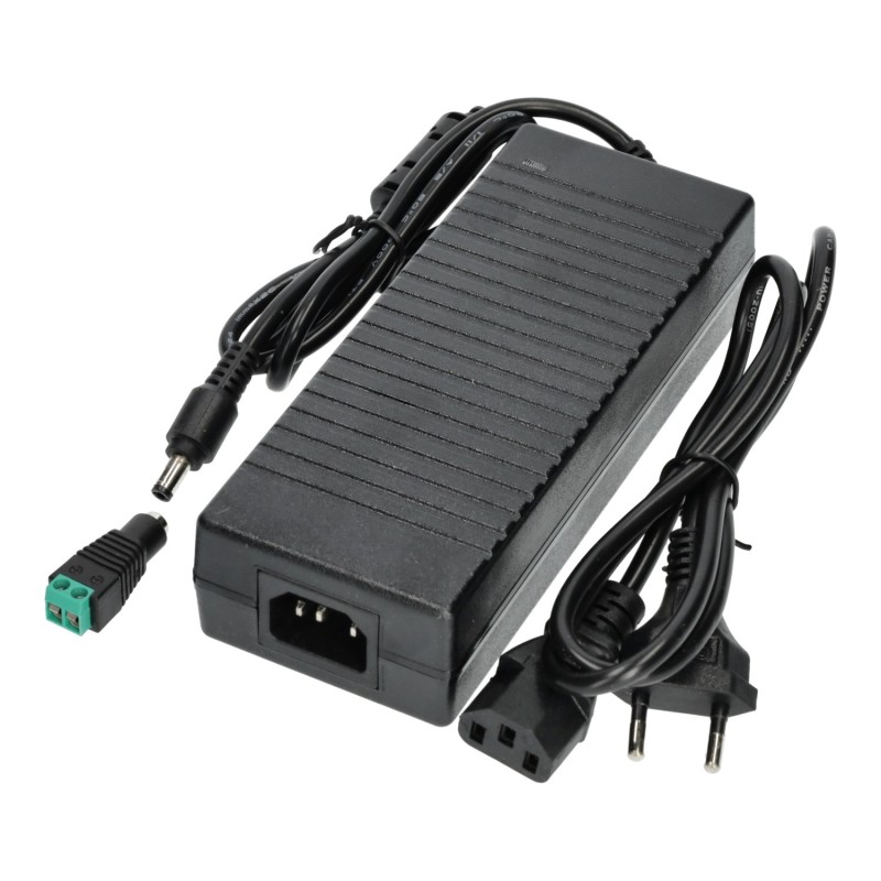 Transformador 12VDC 120W 10A con enchufe interior IP20 + Conector Tira LED
