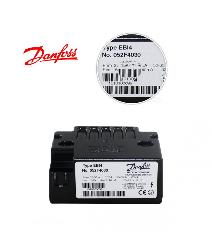 TRANSFORMADOR DANFOSS EBIM, 052F0033, EBI4  052F4030, 1801041733, 1808290461, 230 V 0,25A, 15KV, 40MA, 60 VA