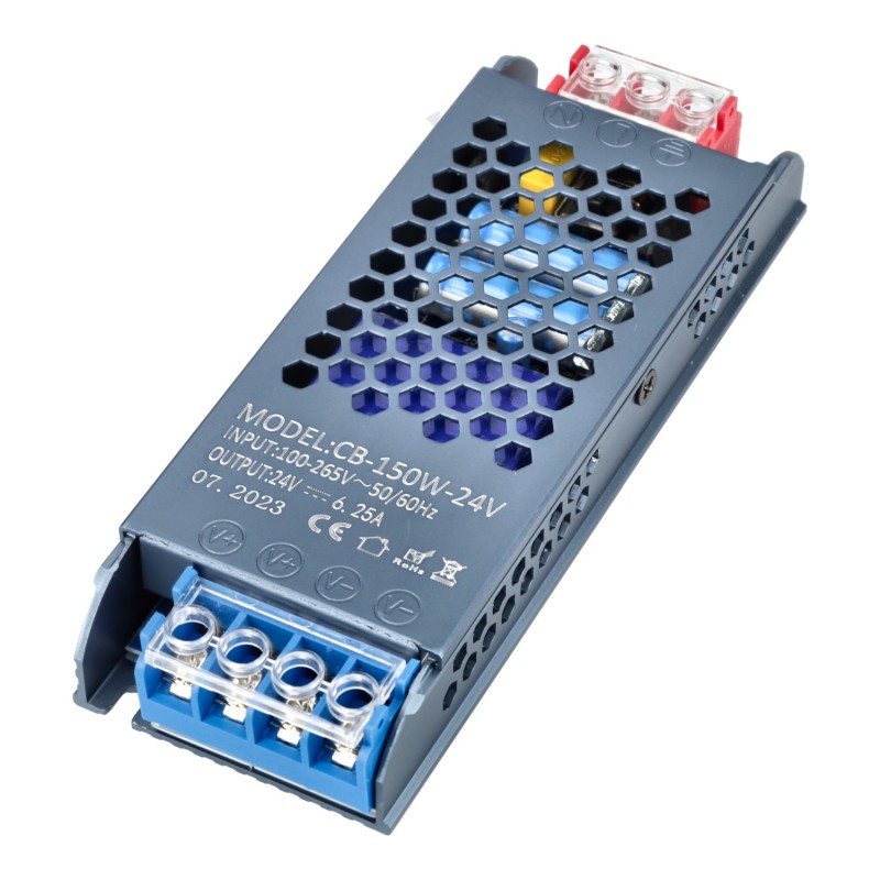 Transformador Ultrafino 24VDC 150W 6,25A de interior IP20