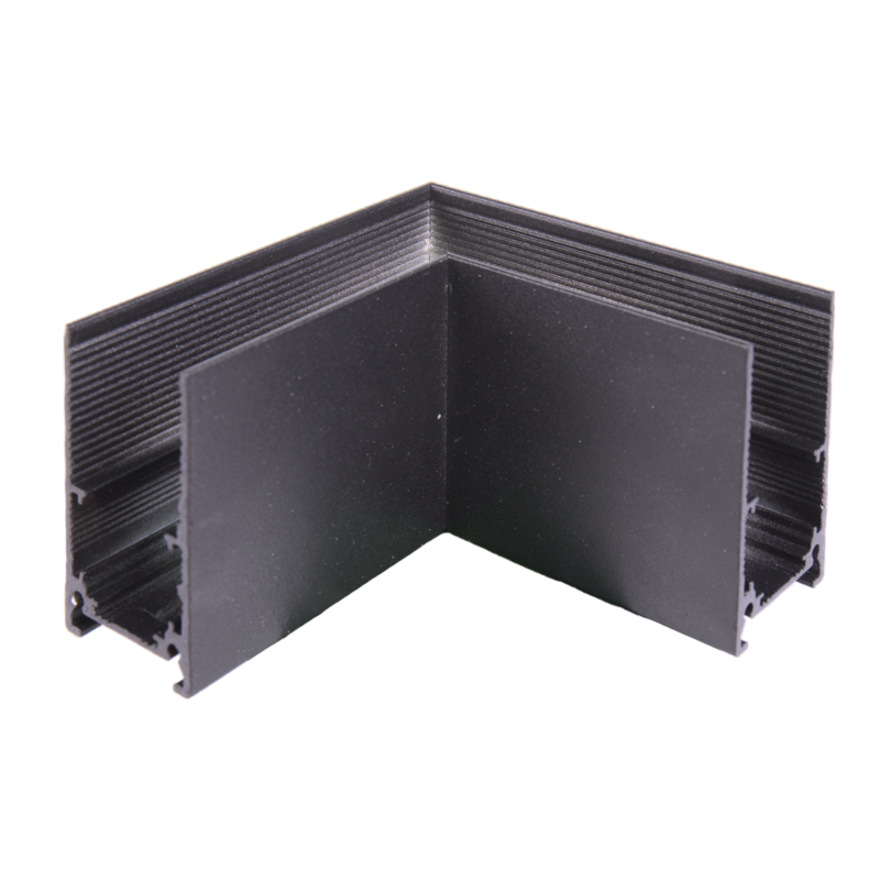 Unión en L horizontal para carril magnético de superficie negro