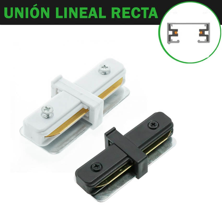 Unión Recta Carril Monofásico Blanco / Negro