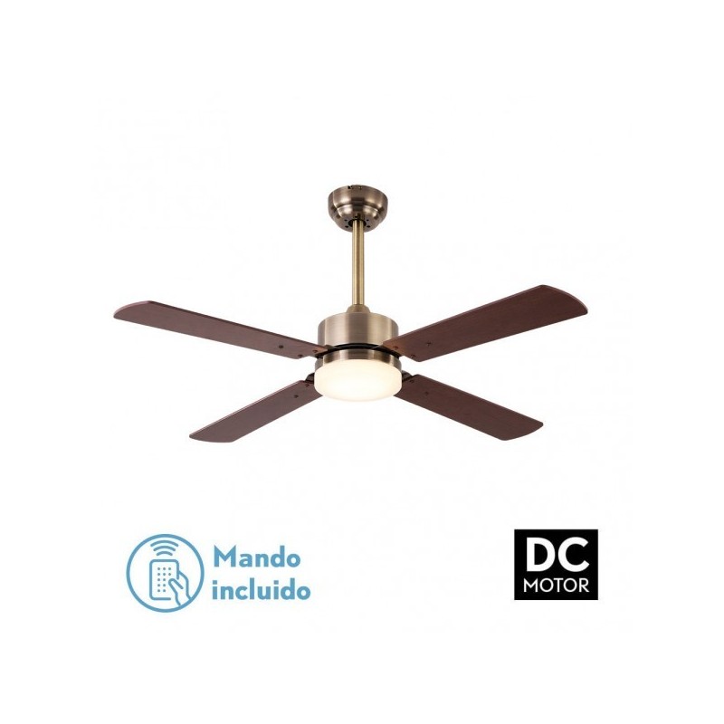 Ventilador 18w Dc Hupe Cuero 4 Asp.6 Vel.107d Remoto,memoria Y Temp.3000-4000-6000k