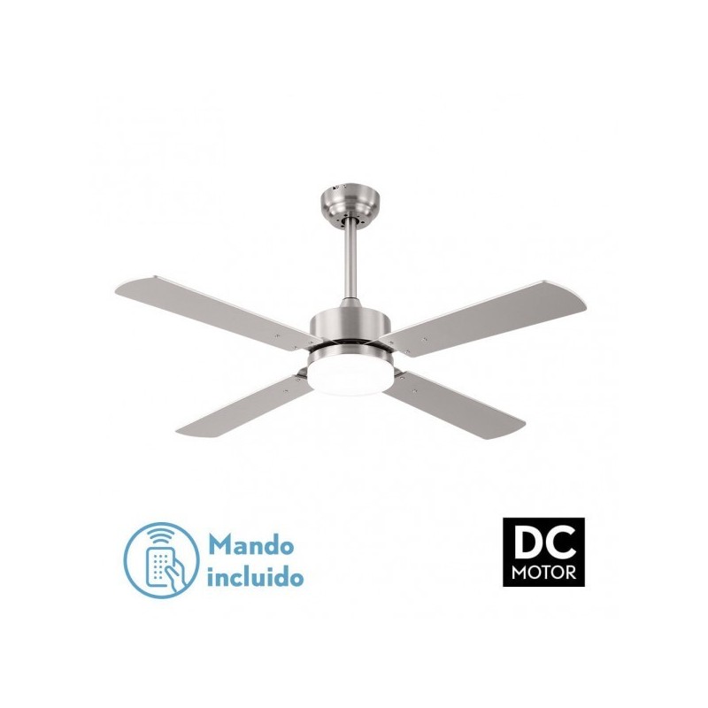Ventilador 18w Dc Hupe Niquel 4 Asp.6 Vel.107d Remoto,memoria Y Temp.3000-4000-6000k