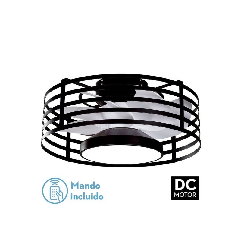 Ventilador 22w Dc Xaloc Negro 7Aspas Blancas 6vel 3000-4000-6500 28x57,8x57,8cm C/remoto, Memoria Y Temporizador