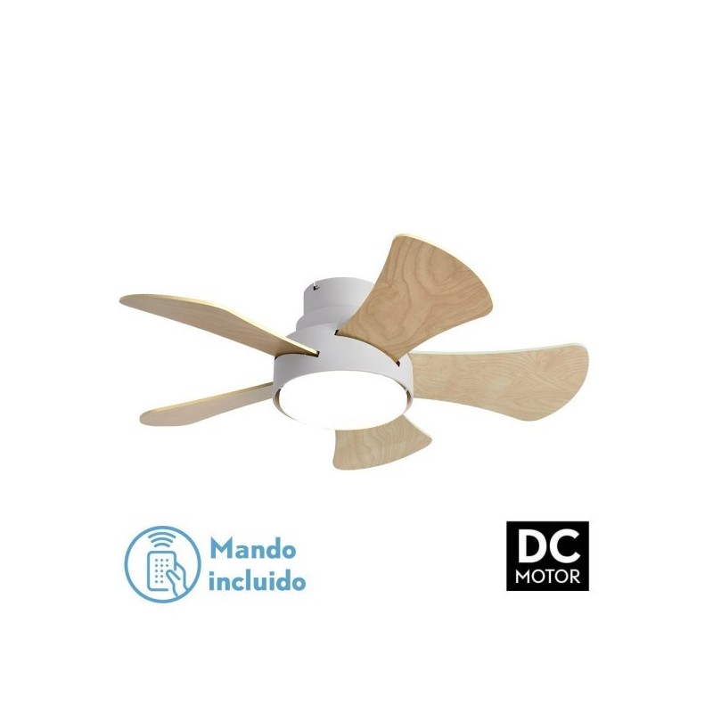 Ventilador 25w Dc Blanco Gregario 5 Aspas Rev. Blanca/haya 6 Vel. 3000-4000-6000k 82D Remoto,memoria y Temporizador