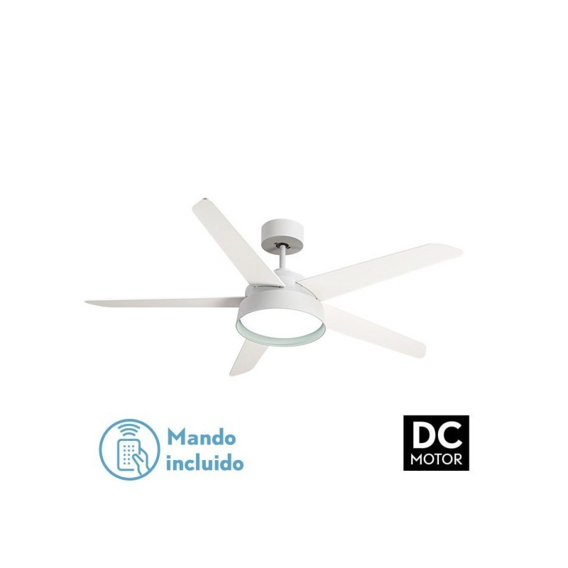 Ventilador 25w Dc Blanco Lebeche 5 Aspas Rev. Blanca/haya 6 Vel. 3000-4000-6000k 132d Remoto,memoria Y Temporizador