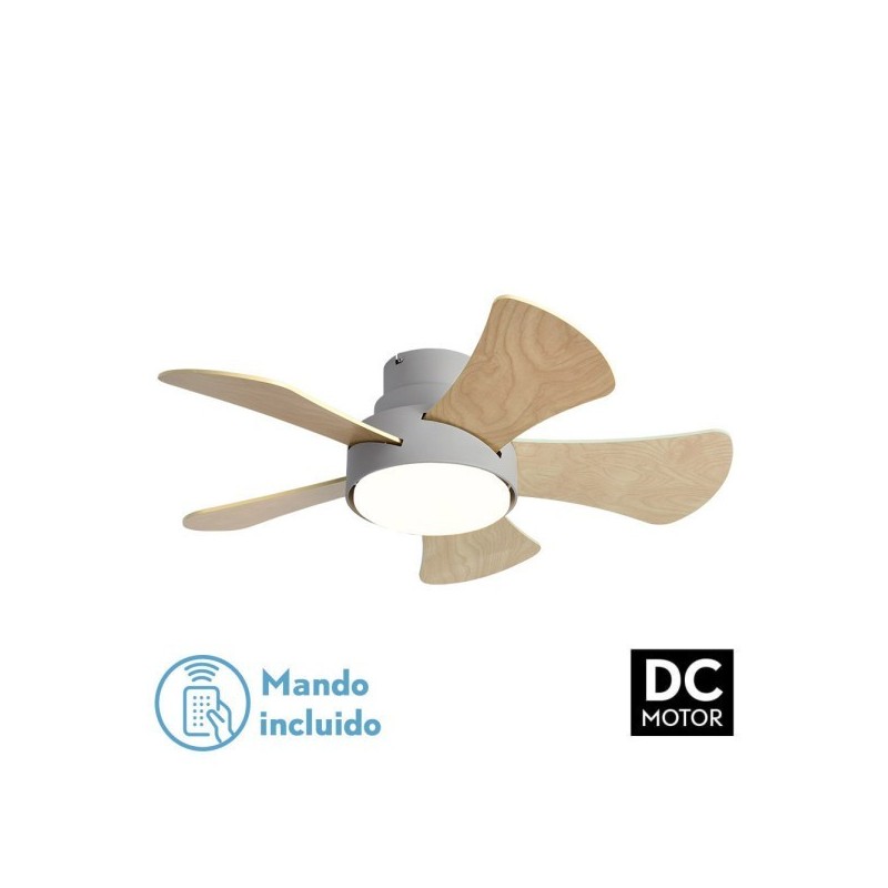 Ventilador 25w Dc Gris Gregario 5 Aspas Rev. Blanca/haya 6 Vel.3000-4000-6000k 82D Remoto,memoria y Temporizador